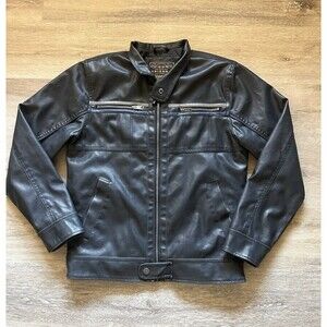 Vintage Arizona Jean Faux Leather Jacket Original Company Black Biker Size Small